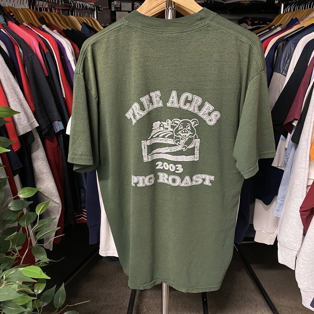 Vintage 2003 Tree Acres Pig Roast Funny T-Shirt Men's XL